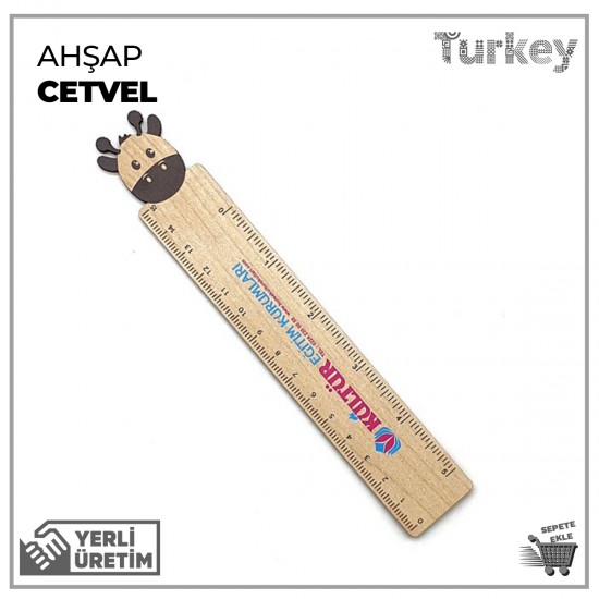 Ahşap Zürafa Cetvel 15 cm